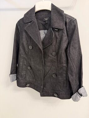 Talbots Black Washed Denim Double-Breasted Jacket